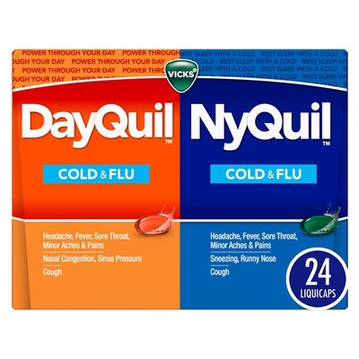 Vicks DayQuil and NyQuil Combo Pack, Cold & Flu 24 Count (Pack of 1)