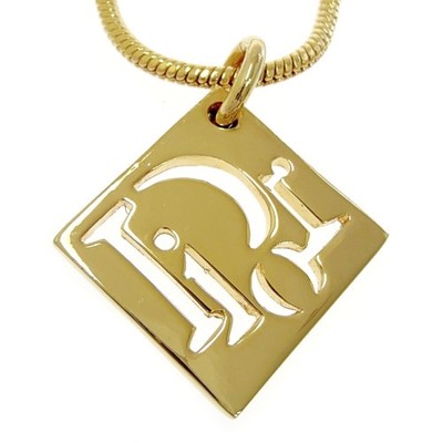 Christian Dior Gold Plated Dior Logo Square Necklace for Women gold 554935 N...