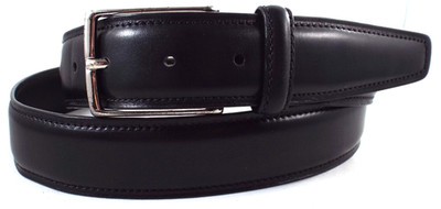 GUC Ermenegildo Zegna Handmade Smooth Black Leather 1 3/8'' Dress Belt Sz44 Italy