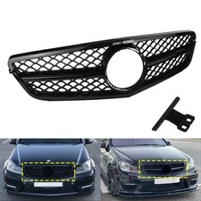 Kühlergrill Grill für Mercedes-Benz C-Klasse Coupe C204 2011/06-2014/12 Schwarz