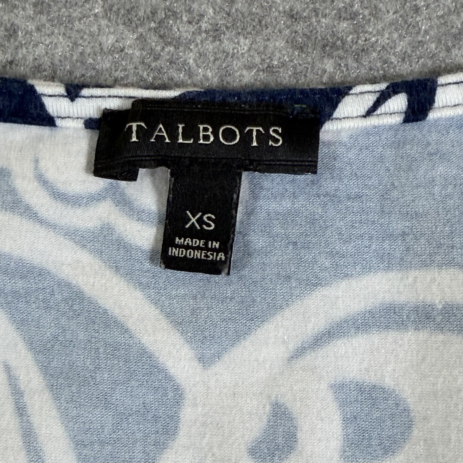 Talbots Faux Wrap Long Maxi Dress Womens XS Blue White Tropical Floral V Neck thumbnail 3