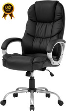 Ergonomic High Back Office Chair PU Leather Adjustable Swivel Desk Chair Black