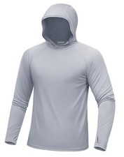 Men's UPF 50 Sun Protection Shirts Quick Dry Long Sleeve X-Large Light Grey