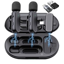 2 Pack Professional Wireless Lavalier Microphone for iPhone iPad Android with...