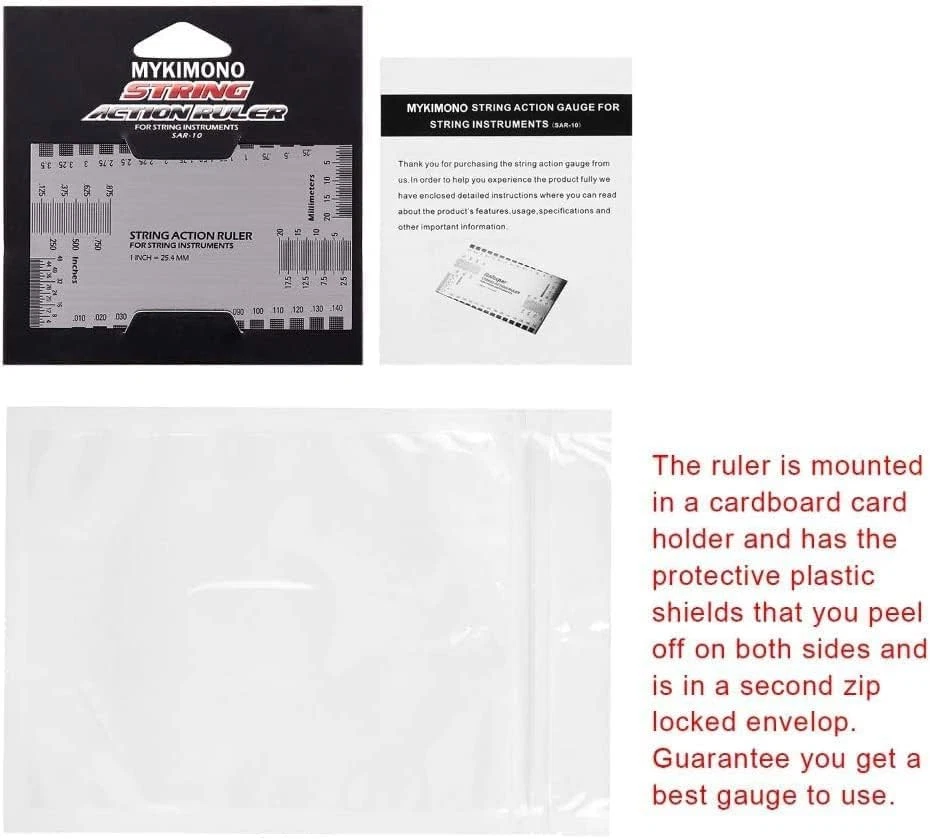 Stainless Steel Guitar String Action Gauge Luthier Tool With Conversion Chart - Image 3 of 4