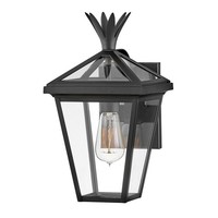 AußEnleuchte Wandlampe Schwarz H: 37 Cm Glas Aluminium IP44 E27 Vintage Alfie