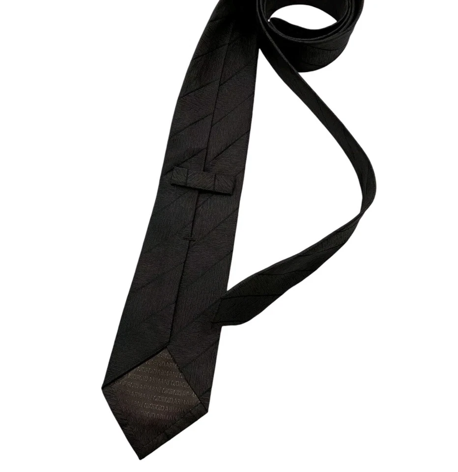 GIORGIO ARMANI Brown/Black Striped Silk LUXURY Tie ITALY - Image 2 of 4