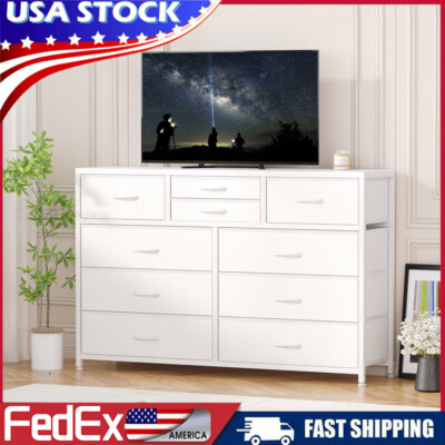 brown white dresser Amerlife Somer 7-Drawers Dresser Bevel Shape Storage Cabinet Bedroom Dresser