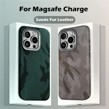 Case For iPhone 15 14 Pro Max 13 12 Camouflage Magnetic Leather Shockproof Cover
