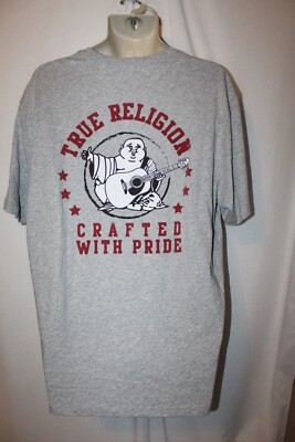 mens true religion t-shirt XXL nwt buddha gray felt graphics