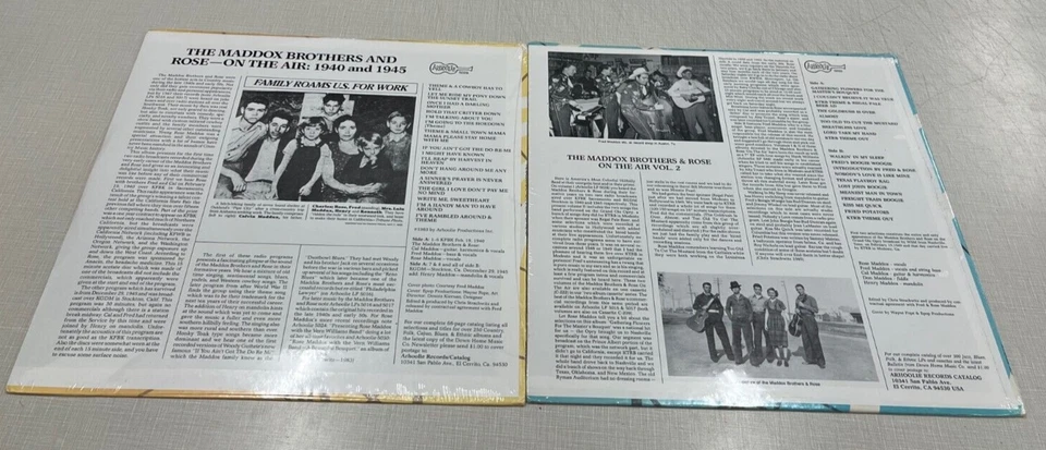 Maddox Brothers And Rose On The Air: The 1940 Vol. 1 & 2 Arhoolie Sealed NEW!! - Image 2 of 2
