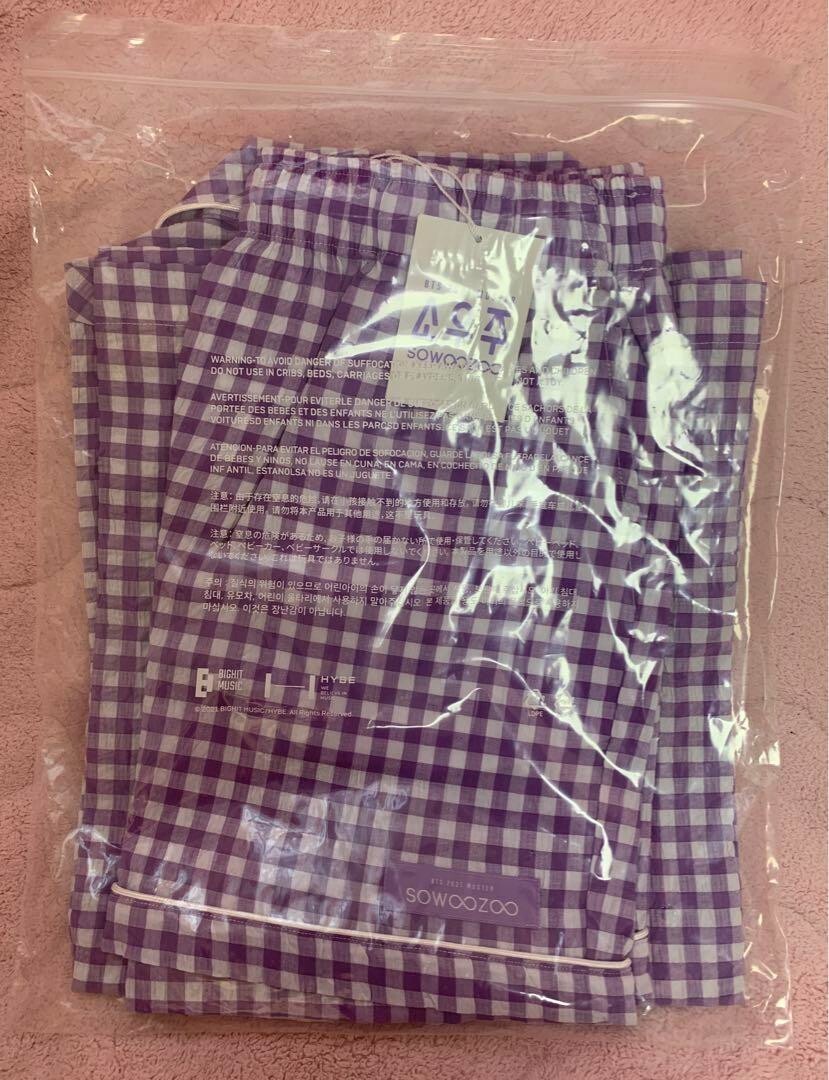 BTS Official 2021 MUSTER SOWOOZOO Pajama Set Purple Gingham