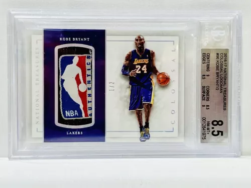 2016 NATIONAL TREASURES KOBE BRYANT NBA LOGOMAN GAME WORN 1/2 FLAWLESS FIND 1/1