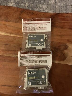 Two Genuine Epson T0540 T054020 Gloss Optimizer Cartridges For R800 R1800