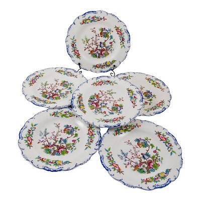 6er-pack Viktorianisch Minton Porzellan Chinoiserie Indisch Baum Dessert Teller