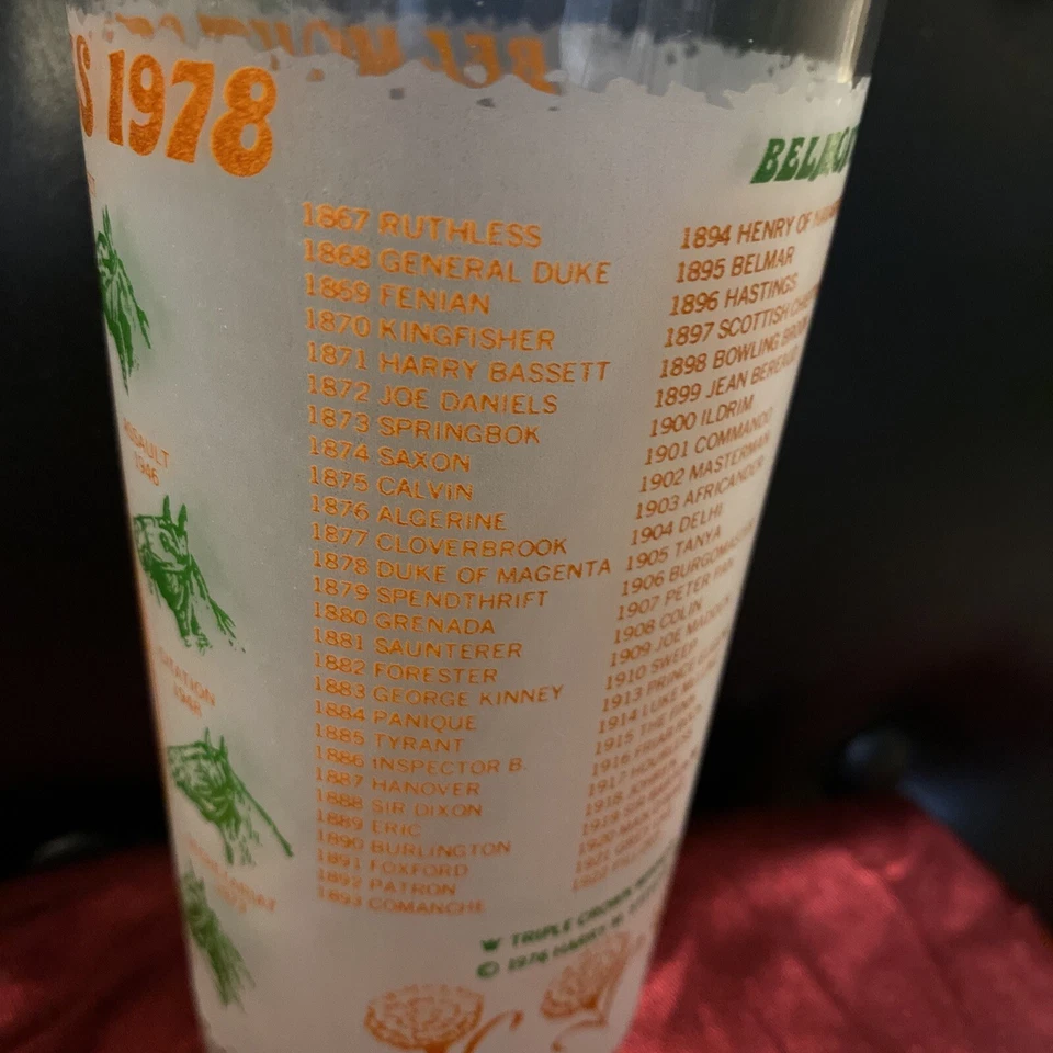 VINTAGE 1978 Belmont Stakes  SEATTLE SLEW  Barware Frosted Julep Glass 12 oz. - Image 4 of 4
