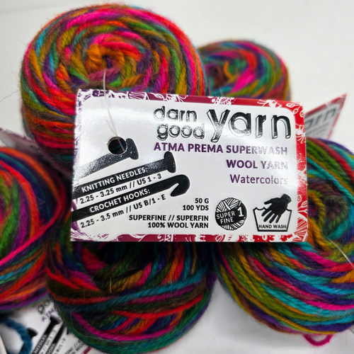 Darn Good Yarn Watercolors - Superwash wool - Fingering Weight Yarn - Set of 6 - Picture 5 of 5