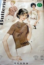 LOVELY VTG 1960s BLOUSE BUTTERICK Sewing Pattern 14/34