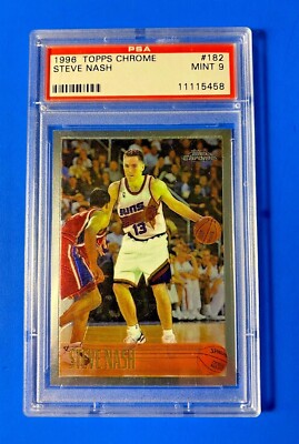 STEVE NASH 1996 Topps Chrome ROOKIE #182 NETS COACH RARE PSA 9 