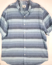 Old Navy-Mens Short Sleeve Button Down Shirt-XL Extra Large-Blue-Linen/Cotton
