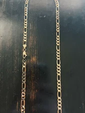 Men's 14k Gold Stamped Figaro Chain 24 Inches " 5mm Triple Plated Necklace 