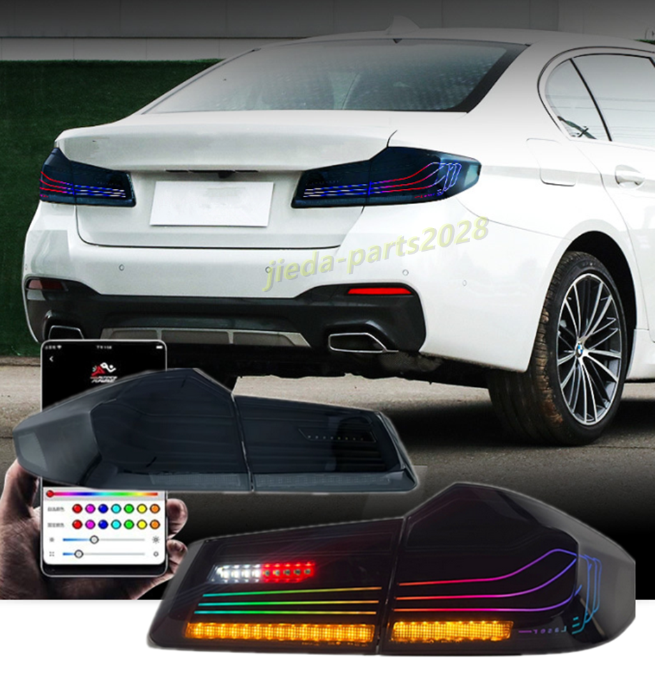 1 pair RGB For BMW 5 Series G30 Smoke Black CSL style LED Rear