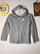 Nike Girls Hoodies Full Zip Fleece Jacket,Grey Size L 6-7 A os Embroidered Logo