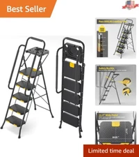 Portable Anti-Slip 5-Step Ladder with Tool Platform - Perfect for Home & Garage