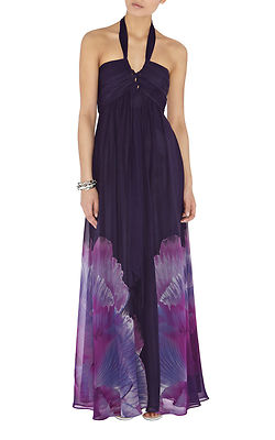 Ladies Karen Millen Halter Neck Floral Print Maxi Dress Long SILK Purple UK  size | eBay