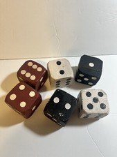 Wooden Dice Set Of 6 Oversized Black White Red Retro Weathered