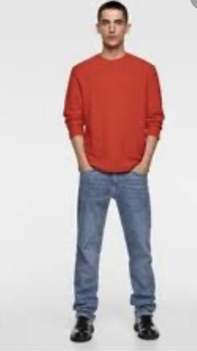 NWT ZARA MEN ORANGE TEXTURED OTTOMAN 