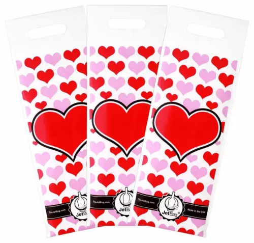 NEW - Jet Bag - Wine Bottle Protector - Hearts - 3-Pack - FREE SHIPPING