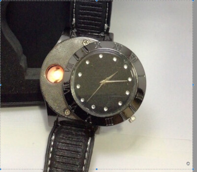 fireless cigarette USB Rechargable Electric Windproof Fireless Cigarette Lighter Quartz Watch
