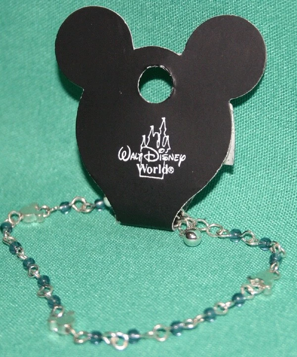 DISNEY PARKS MICKEY HEAD TINY BLUE BEADS BRACELET CHILD ADULT