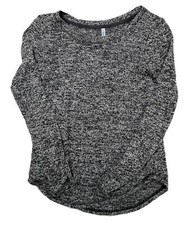 WallFlower Women's Made with Love Knit Sweater Boat Neck Black White Size S