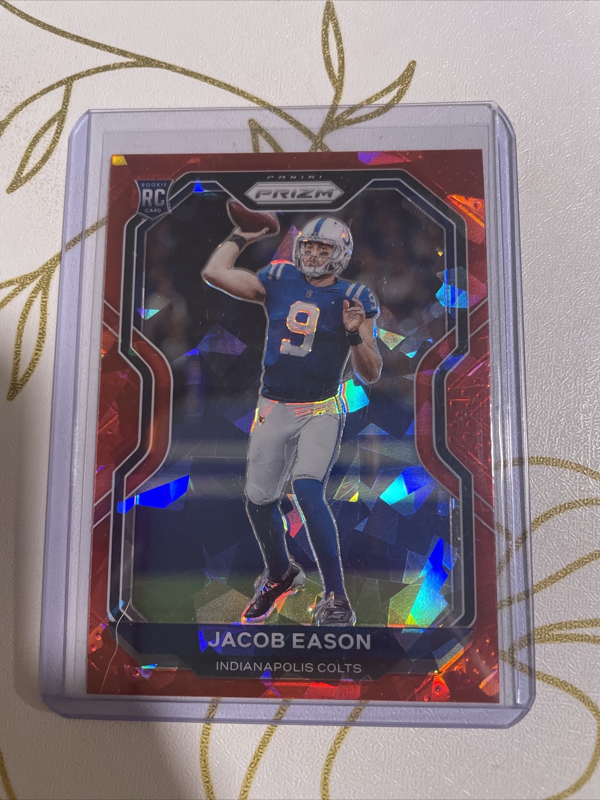 2020 Panini Prizm Jacob Eason Red Cracked Ice Rookie RC #331 Indianapolis Colts