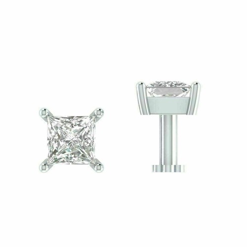 14k White Plated Silver 3.Ct Lab-Created Diamond Nose Ring Screw Stud Pin - Picture 4 of 4
