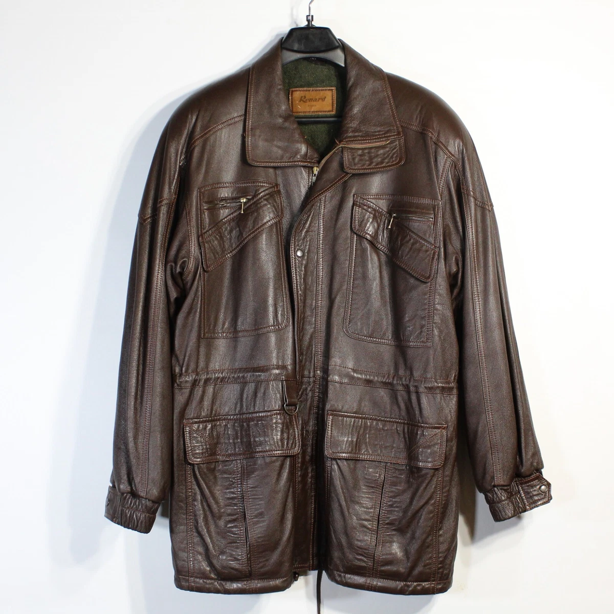 RENARD ROMA Brown Leather Coat Men's Extra Large | Military | Vintage |  Jacket | | eBay