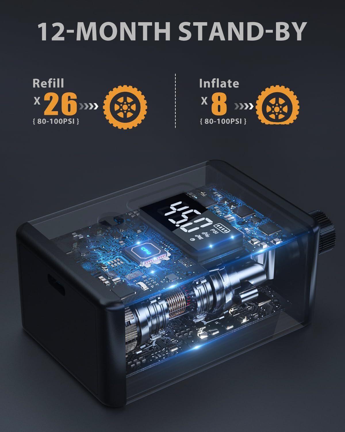 Bicycle Pump with Digital Pressure Gauge 150PSI Bike Pump Electric Bike