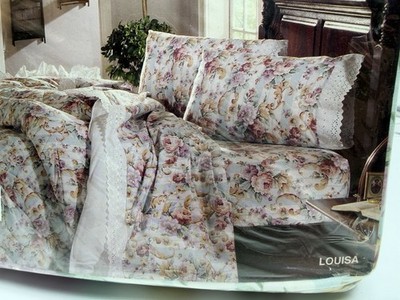 Vtg Louisa Stripe American Home Collection Dan River No Iron Percale Full Set