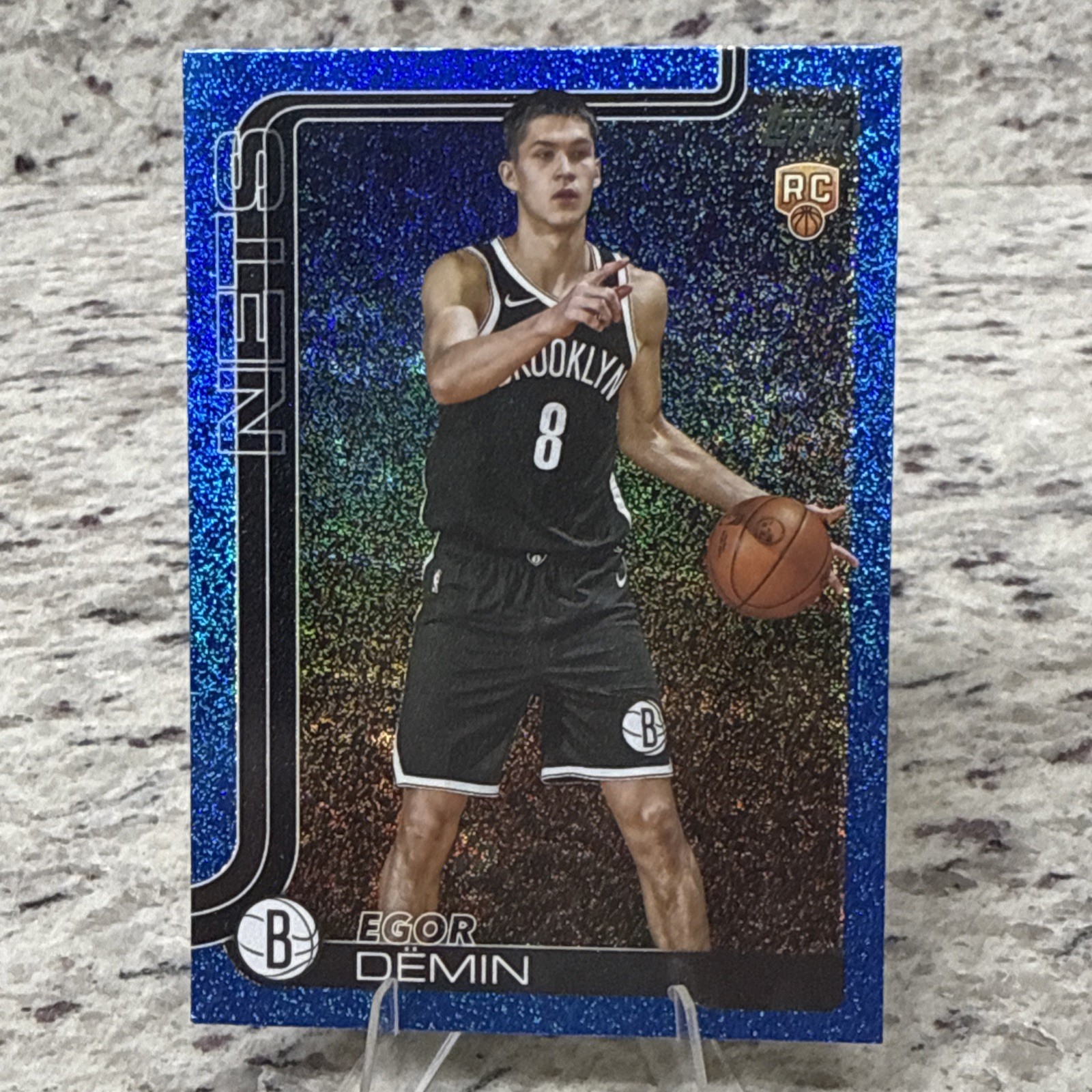 2025 Topps Basketball Egor Demin RC Blue Sandglitter #208 SSP