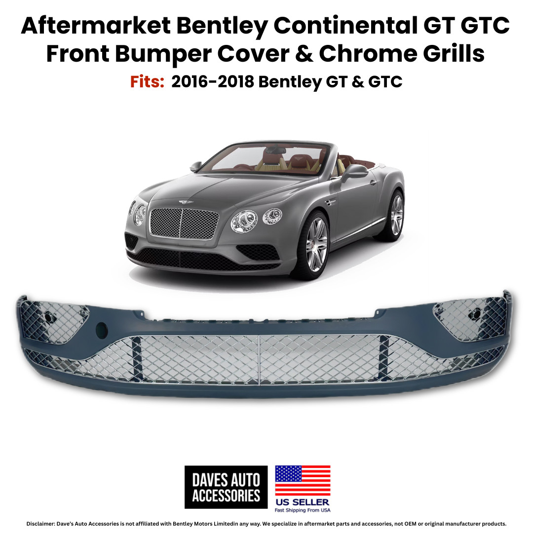 Bentley Continental GT GTC 16–18 Front Bumper + 4 Chrome Grilles Kit