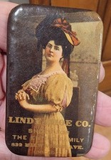 Specchio pubblicitario tascabile LINDY SHOES CO Chicago, ILL primi '900