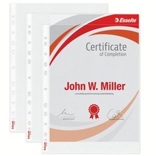 Esselte Heavy Duty Punched Pocket, Pack of 25, Holds up to 20 A4 sheets, Transpa