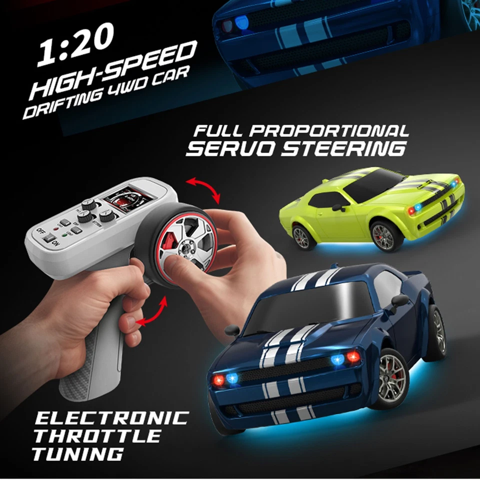 1/20 Scale 4WD RC Drift Car with Gyro, LED Lights, 25KM/H Speed, Kids Gift RTRPB - Image 4 of 4