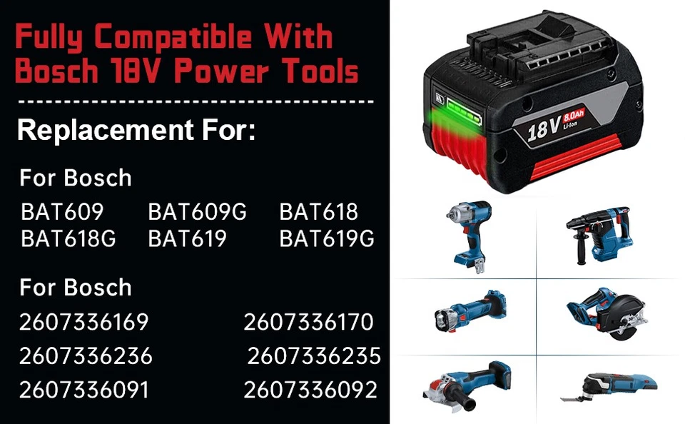 Original Akku für Bosch 18V 8Ah Professional GBA GSR GSB BAT618 BAT609 Ladegerät - Bild 2 von 4