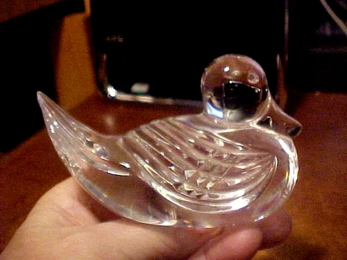 Vintage 3" Sgn Waterford Ireland Clear Crystal Mallard Duck Paperweight Figurine
