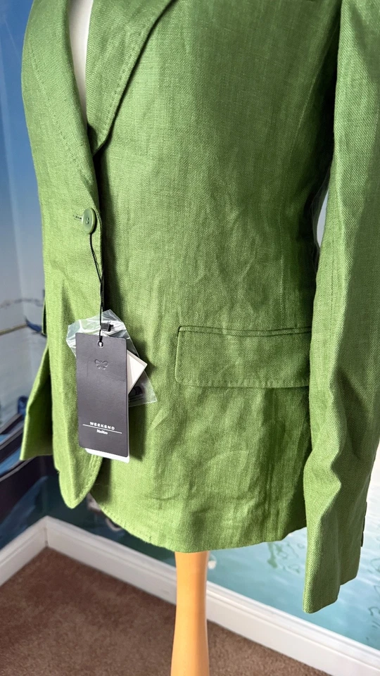 WEEKEND Max Mara Nalut green linen blazer, size 10 - Image 3 of 4