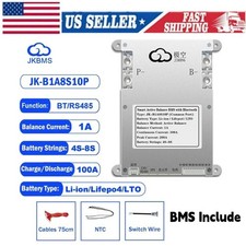 JK Smart BMS 4-8S 100A Li-ion LiFePo4 with 1A Active Balance BT/RS485 US STOCK