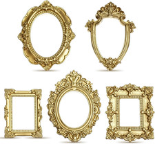10PCS Mini Gold Picture Frames 1X1 Inch Vintage Small Antique Resin Picture Fram